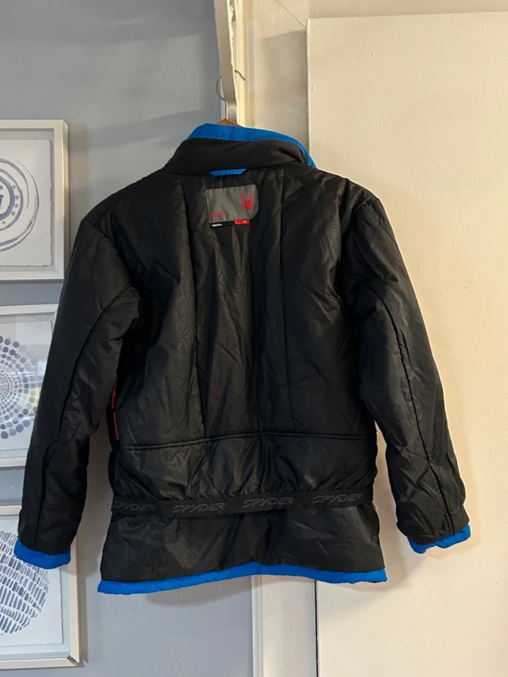 Spyder Boys Blue Black Insulated Ski Jacket Winter Coat Size 16